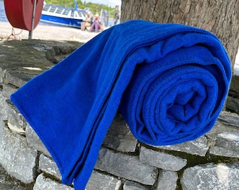 Twin Size Wool Blanket - Royal Blue - 70″ x 90″  - (178cm x 229 cm)100% Pure New Irish Wool - Thick & Heavy - MADE IN IRELAND