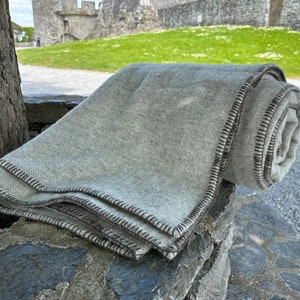 Queen Size Wool Blanket - Fawn / Grey  - 90″ x 100″ (229 x 254 cm) - 100% Pure New Irish Wool - Thick & Heavy - MADE IN IRELAND