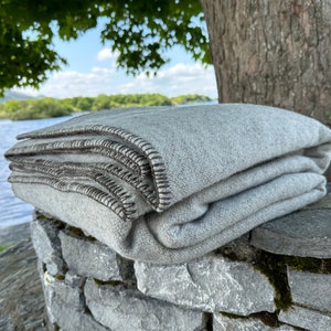 Twin Bed Size Wool Blanket -Undyed / Natural - Fawn/Grey  - 70″x90″(178cmx229 cm)- 100% Pure New Irish Wool - Thick & Heavy- MADE IN IRELAND