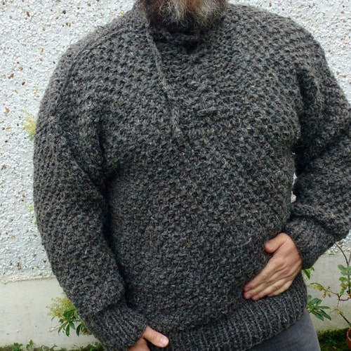 Irish Medieval Sweater Hooded Dragon Scale Pattern 100% - Etsy