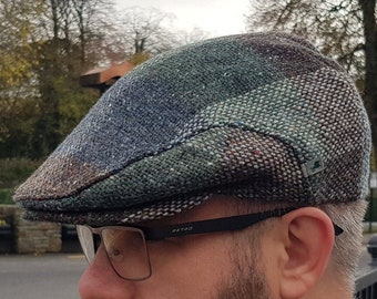 Traditional Irish tweed flat cap - brown/green check - 100% wool -padded - ready for shipping -HANDMADE IN IRELAND