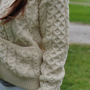 Aran Wool Cardigan Lumber Jacket Cream / off White Buttoned Cardigan ...