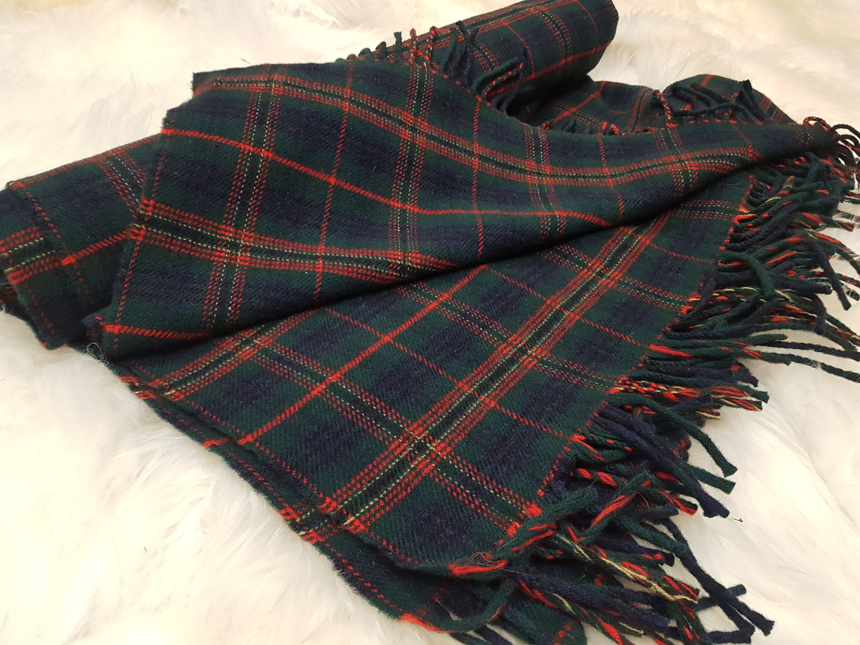 Irish tartan / plaid check blanket / sofa throw 50/50 merino wool / soft lambswool really