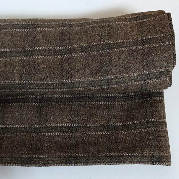 Tissu de laine de tweed irlandais - tartan brun-plaid - 100% laine-10ozs,280gms -prix au mètre -léger- Fabriqué en Irlande