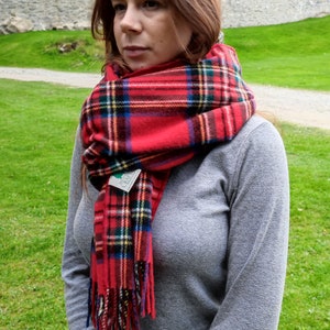 Irish Soft Lambswool Shawl, Oversized Scarf, Stole Royal Stewart Tartan / Plaid 100% Wool 71X20180cm x 50cm HANDMADE IN IRELAND image 3