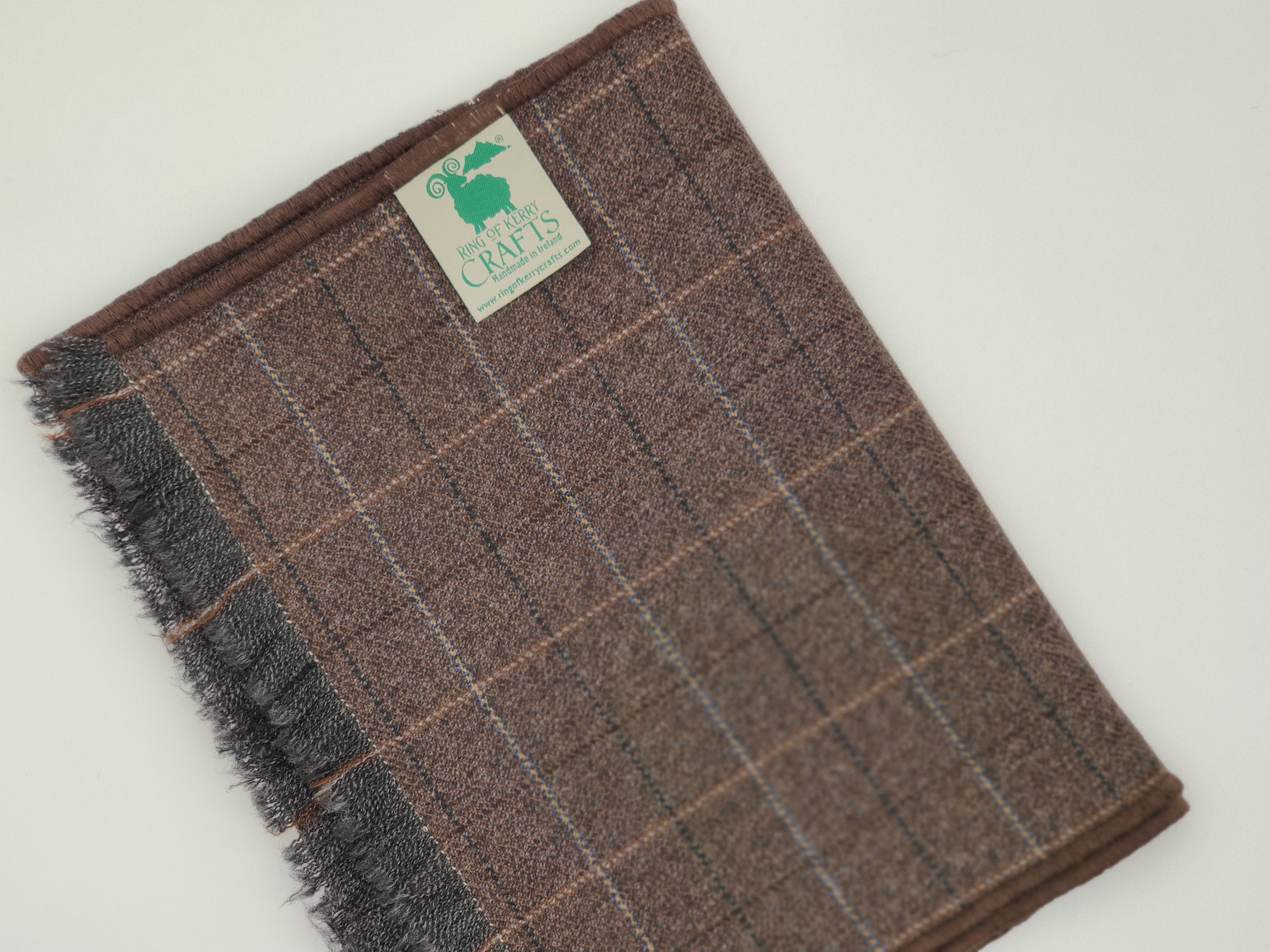 Irish lambswool scarf - 100% pure new wool - brown with beige/black ...