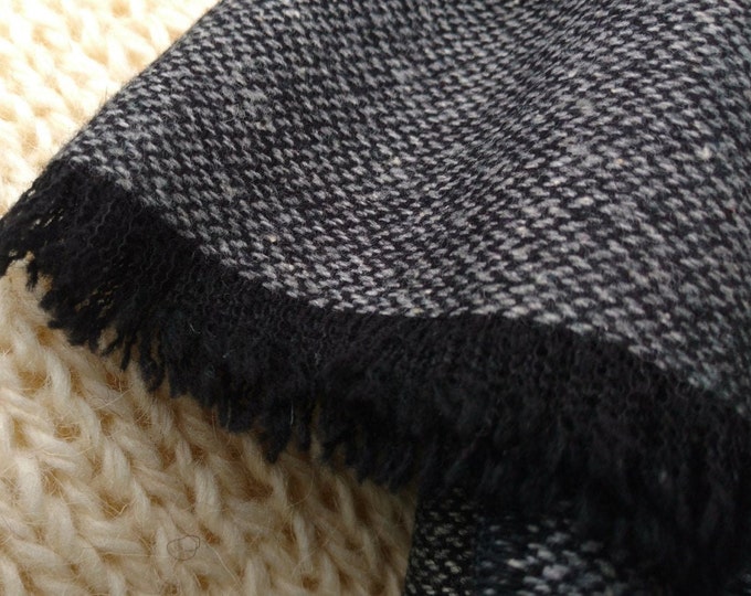 Irish lambswool scarf - 100% pure new wool -black & gray chevron -unisex - neckcloth - neckerchief - HANDMADE IN IRELAND