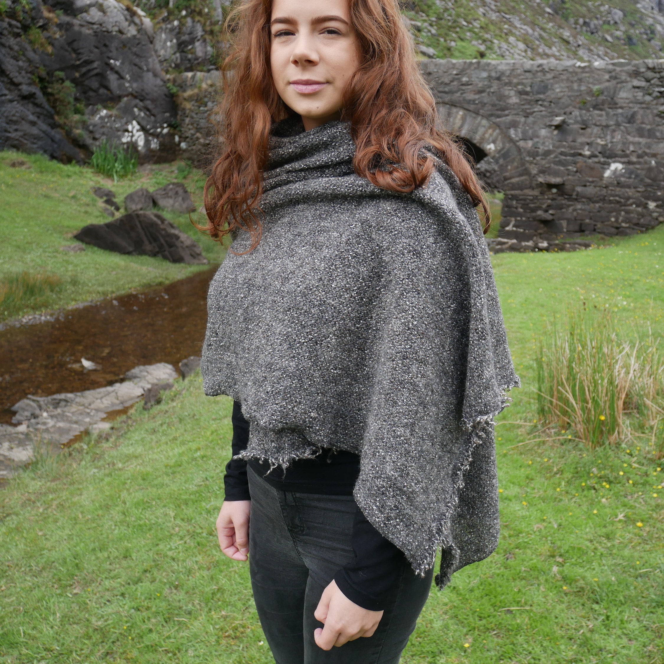 Irish wool versatile cape/poncho/buttoned shawl - lightweight - loose ...