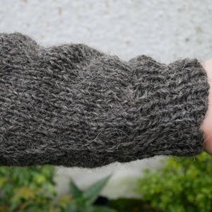 Authentic Irish Fisherman sweater-hooded-ribbed pattern-gray-100% raw wool-hand spoon yarn-unprocessed UNDYED Hand knitted in Ireland image 5