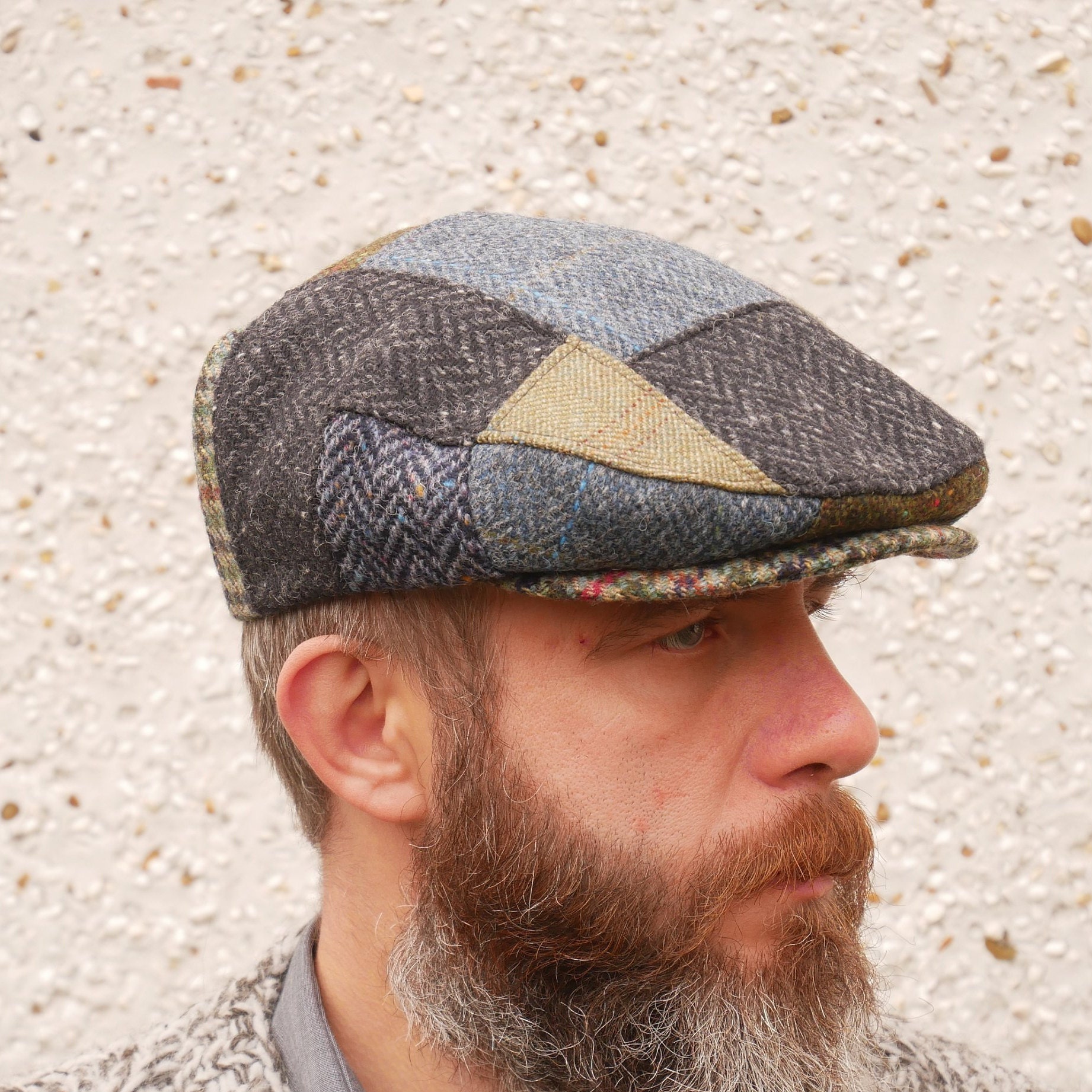 Men's Flat Cap Patrick Francis Patchwork 100% Wool Tweed – Irish Style Celtic Knot