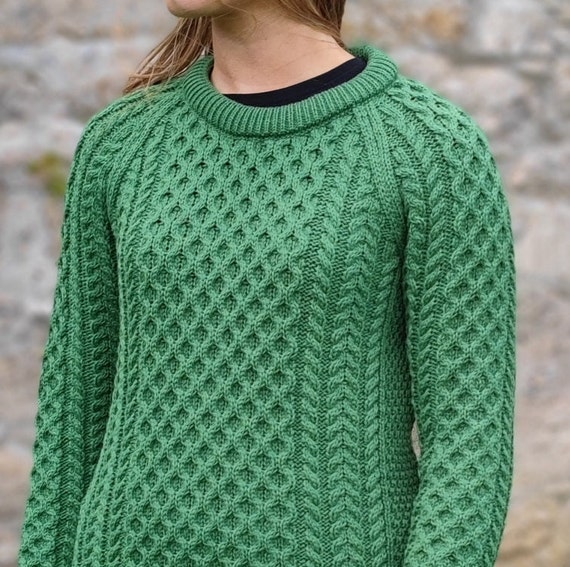 Poncho irlandés para mujer, suéter Aran, hecho en Irlanda, cárdigan de lana  merina, tejido tradicional
