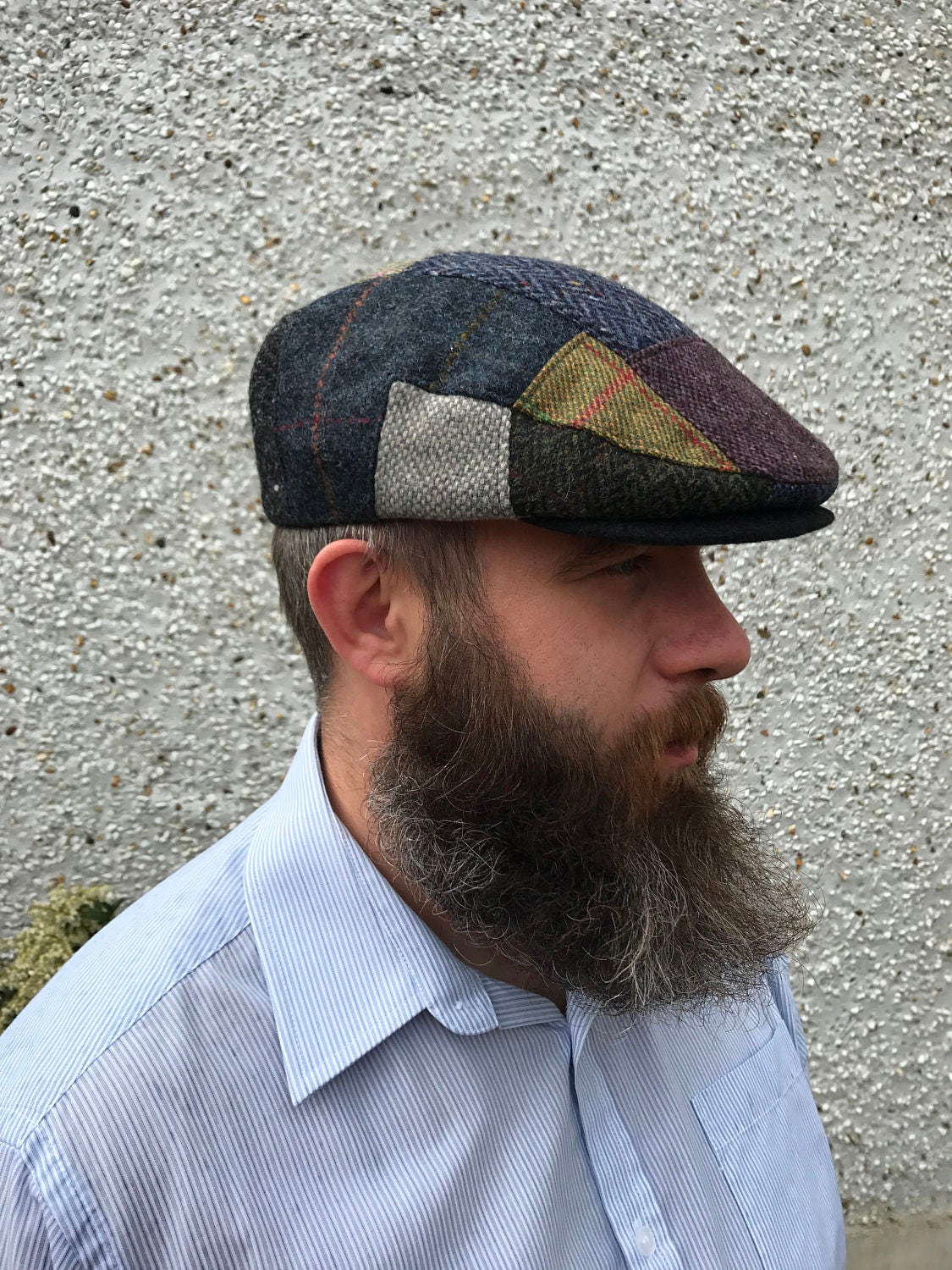 Traditional Irish Tweed Flat Cap - Handcrafted Patchwork - 100% Pure ...