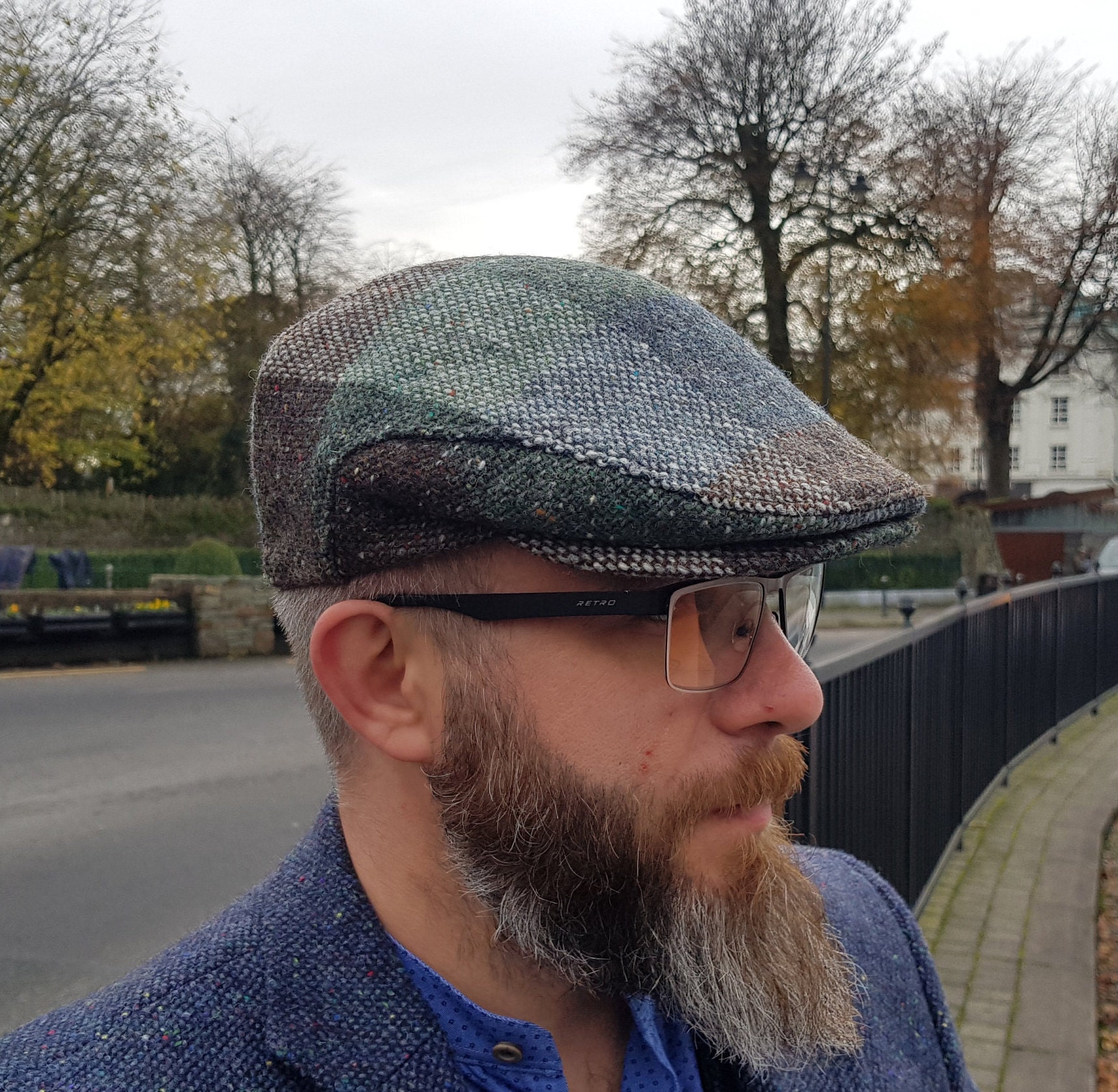 Traditional Irish Donegal Tweed Flat Cap - Green Brown Block Check ...