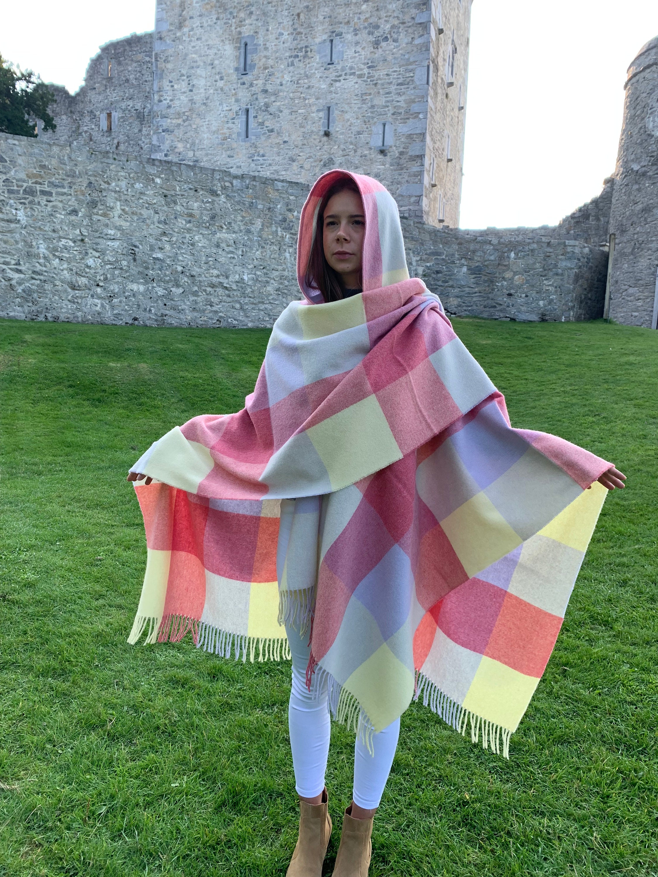 Irish Lambswool Shawl Wrap Lightweight Poncho Oversized Scarf, Irish Wool  Shawl Knitted Bridal Ruana Wrap Women's Irish Cape Made in Ireland 