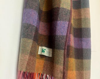 Luxuriously Soft Lambswool Scarf - Ethically Sourced, Autumn Plaid in Warm, Earthy Tones - Unisex Design - HANDMADE IN IRELAND
