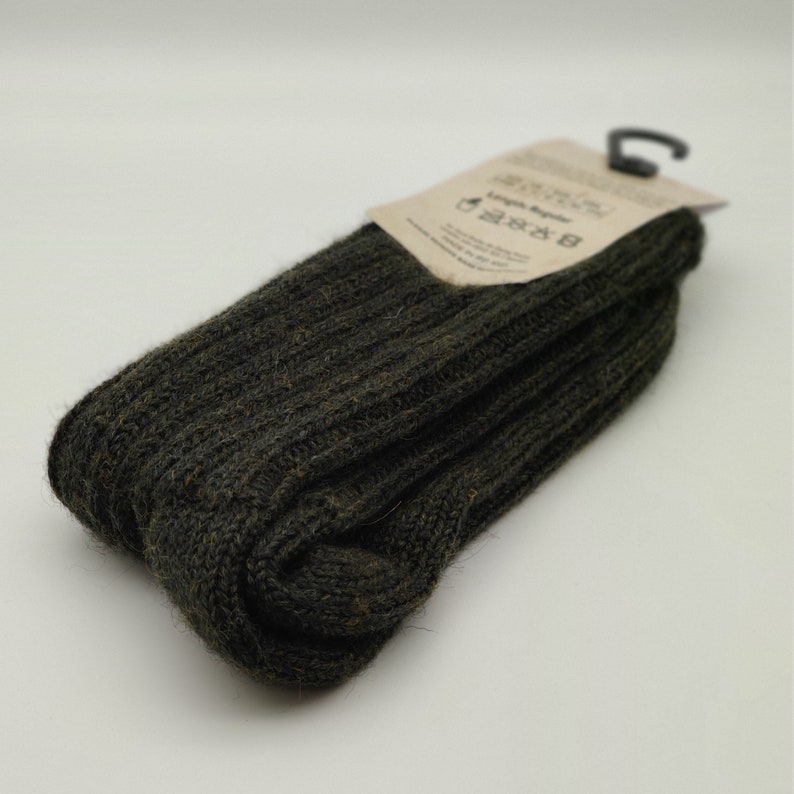 Irish thick organic wool socks Snug socks in 100% pure new organic wool from Irish sheep hiking socks dark green MADE IN IRELAND image 2