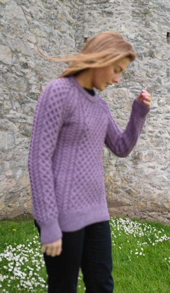 Ladies Irish Aran Merino Wool Sweater / Jumper 100% Pure Merino