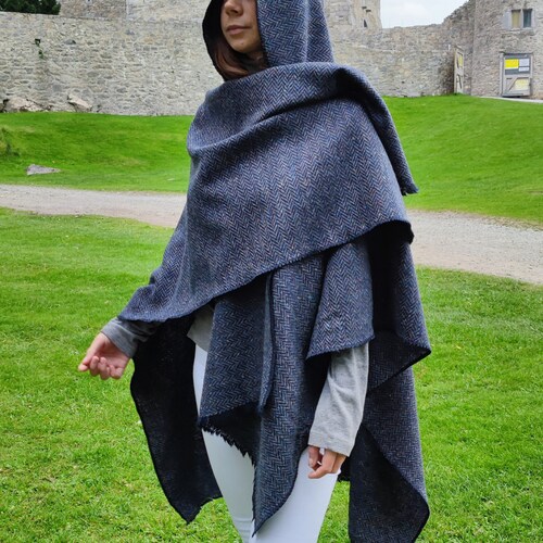 Irish Woven Wool Hooded Ruana Cape Rectangle Cloak Wrap - Etsy