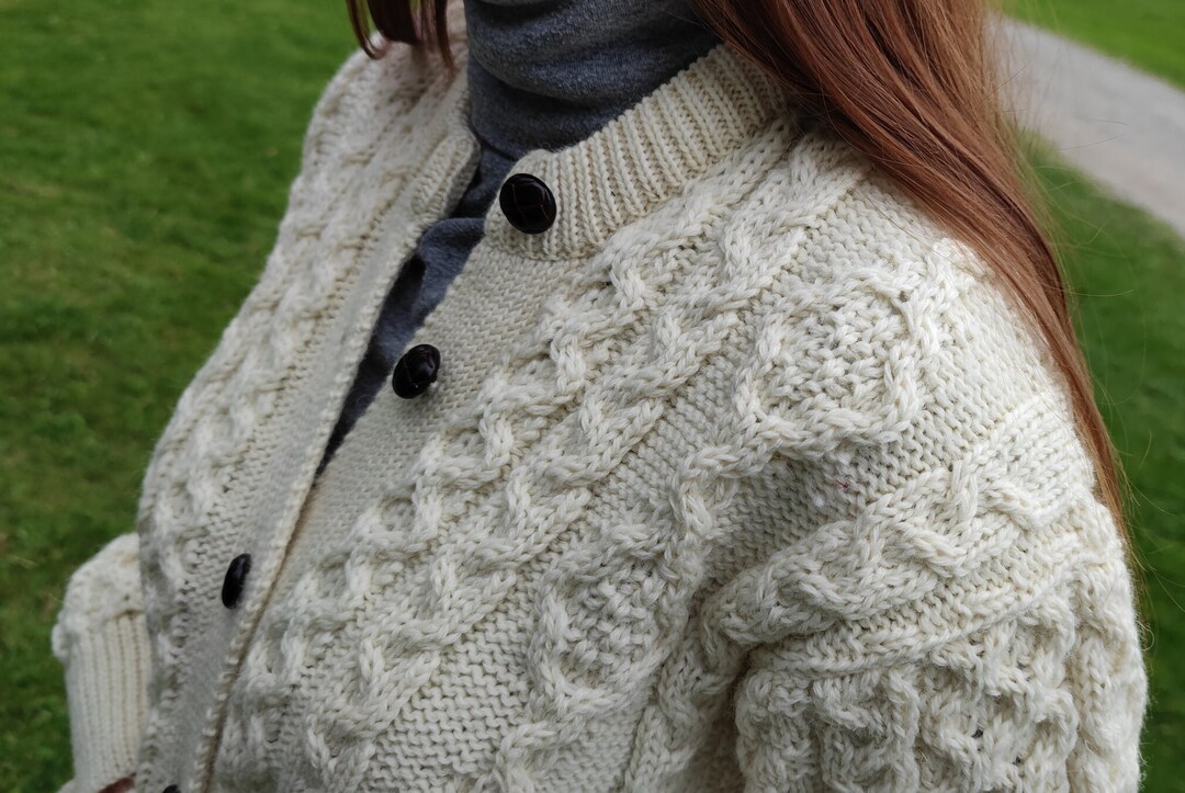 Aran Wool Cardigan Lumber Jacket Cream / off White Buttoned Cardigan 100% Pure New Irish Wool Warm & Chunky HANDMADE IN IRELAND - Etsy Aran Wool Cardigan Lumber Jacket Cream / off White Buttoned Cardigan 100% Pure New Irish Wool Warm & Chunky HANDMADE IN IRELAND - Etsy
