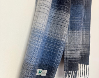 Irish Soft Lambswool Scarf - Tartan Plaid in Slate Blue & Charcoal Gray, Warm Wool Winter Accessory, 71x13 inches, Ethically Made in Ireland