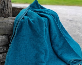 King Size Wool Blanket - Atlantic Teal - 108″ x 90″ (274 x 225 cm) - 100% Pure New Irish Sheep Wool - Thick & Heavy - MADE IN IRELAND