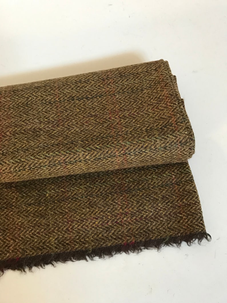 Irish Donegal Tweed Wool Fabric Bronze Herringbone/overcheck - Etsy