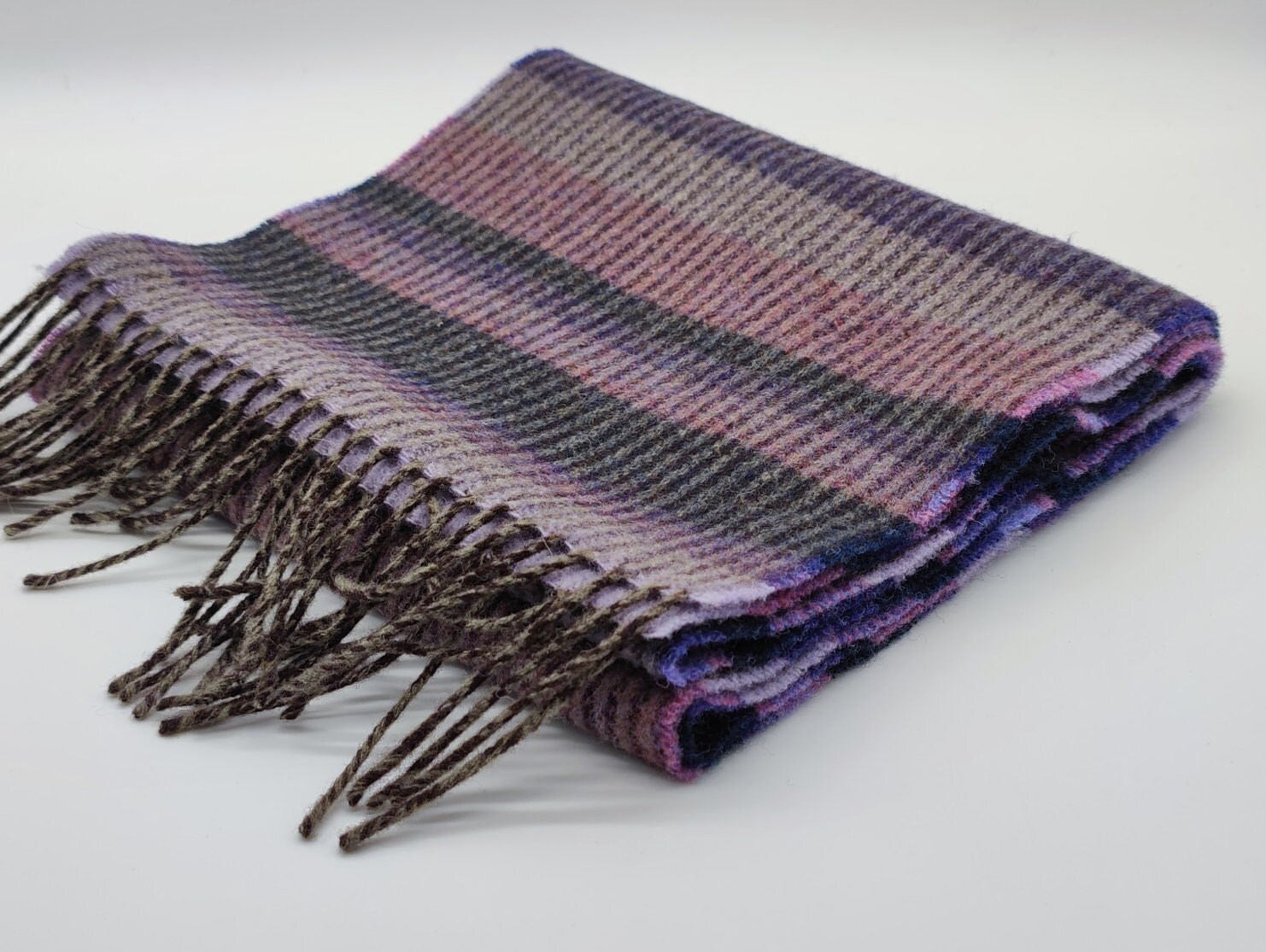 Irish Soft Lambswool Scarf -Pure New Wool- Reversible -Purple/Navy ...