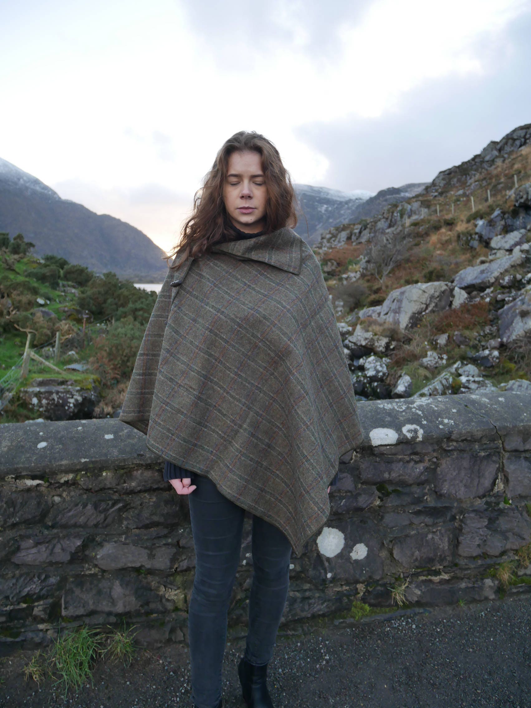 Tartan poncho coat clearance