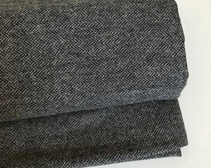 Irish tweed wool fabric - charcoal&grey herringbone-100%wool-12/13ozs,390gms-per metre-ready 4shipping-Made in Ireland