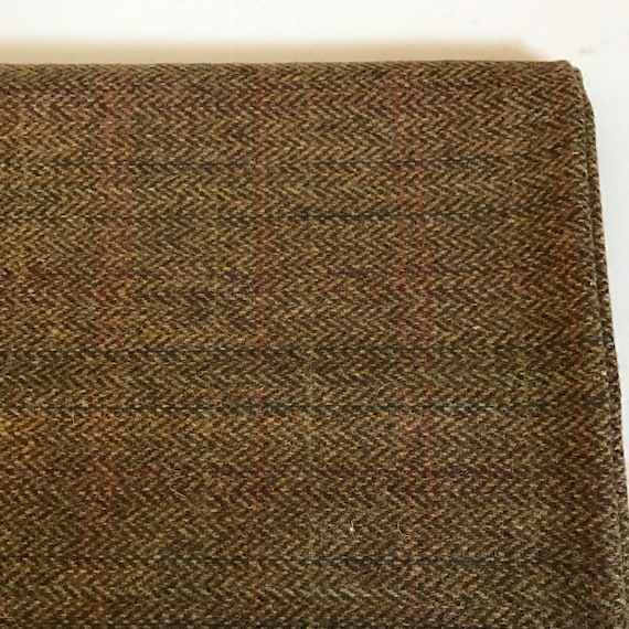 Irish Donegal Tweed Wool Fabric Bronze Herringbone Overcheck 100 Pure New Wool 12ozs 390gms per metre WOVEN IN IRELAND