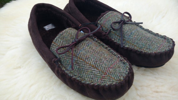 nærme sig Thrust Svin Harris Tweed Mens Moccasins Slippers with Durable Sole - Etsy