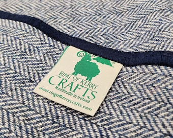 Irish tweed wool scarf - 100% pure new wool - navy / white herringbone - HANDMADE IN IRELAND