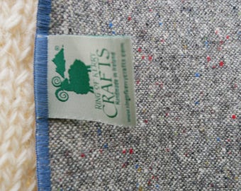 Irish tweed wool scarf -100% wool- gray/ multi colour fleck - FREE SHIPPING-hand fringed -ready for shipping - unisex - Handmade in Ireland