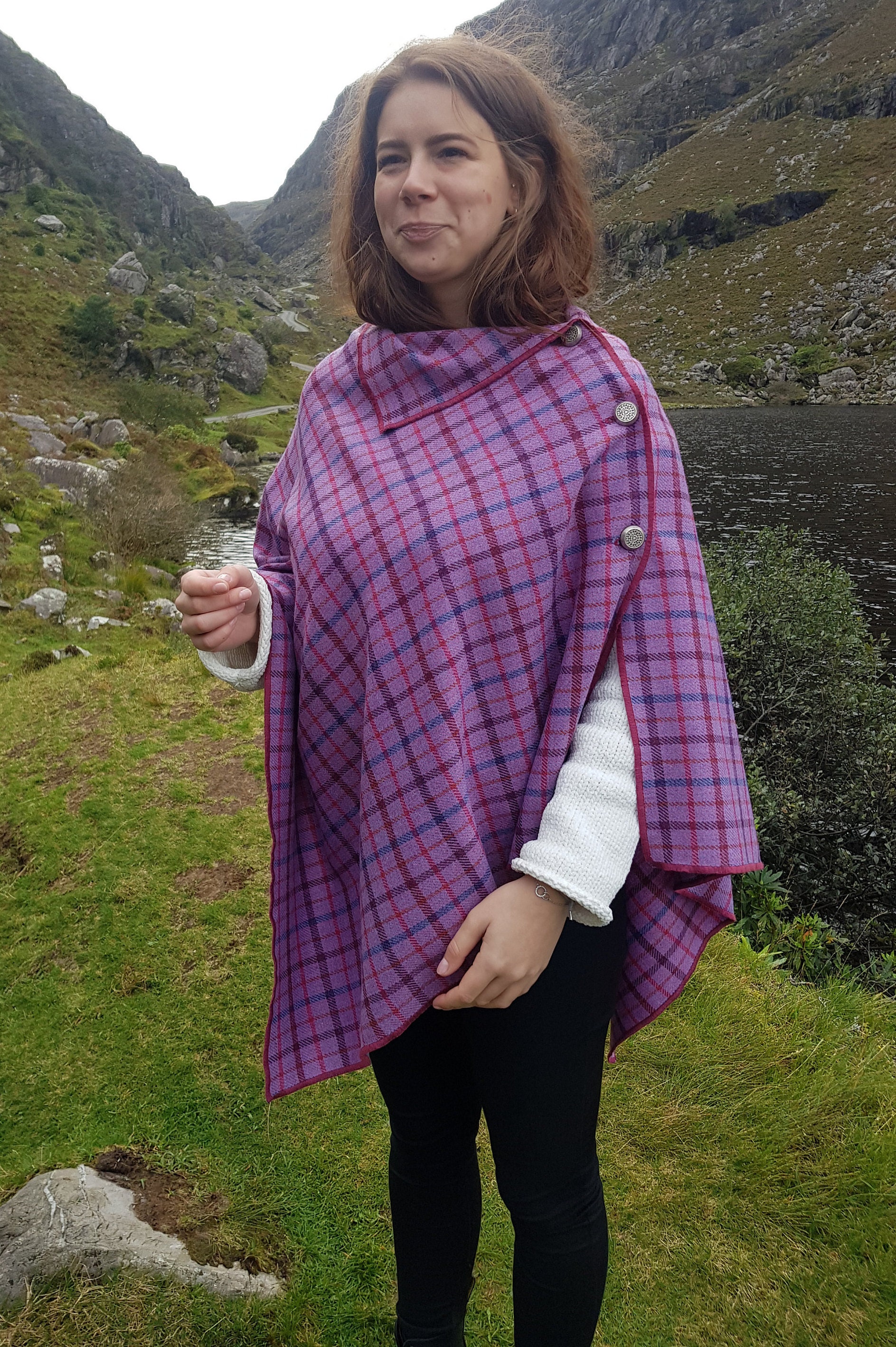 Irish Soft Lambswool Poncho Cape Shawl in 1 Piece Pink With - Etsy