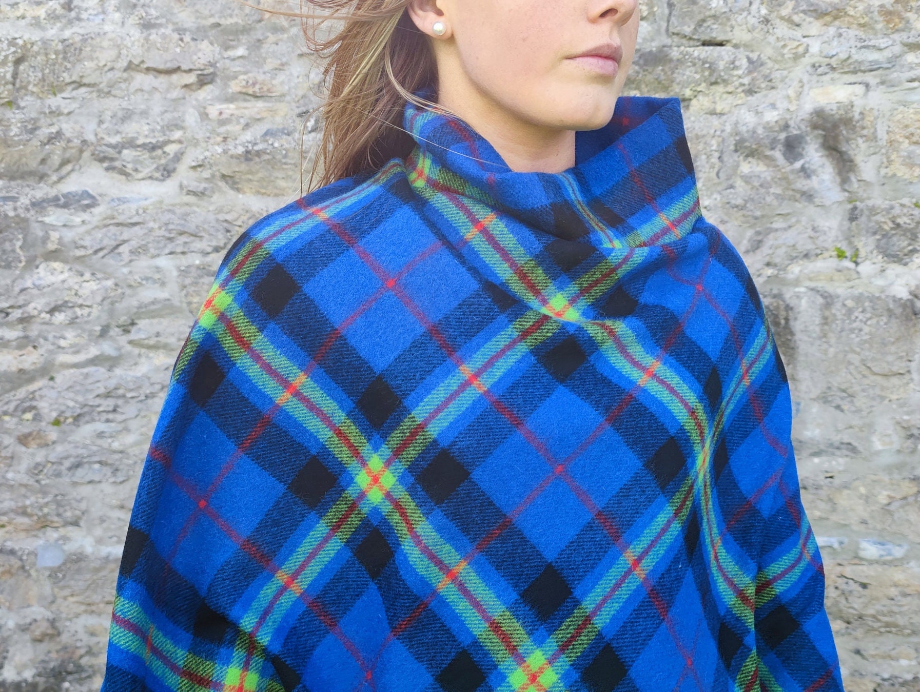 Plaid turtleneck poncho hot sale
