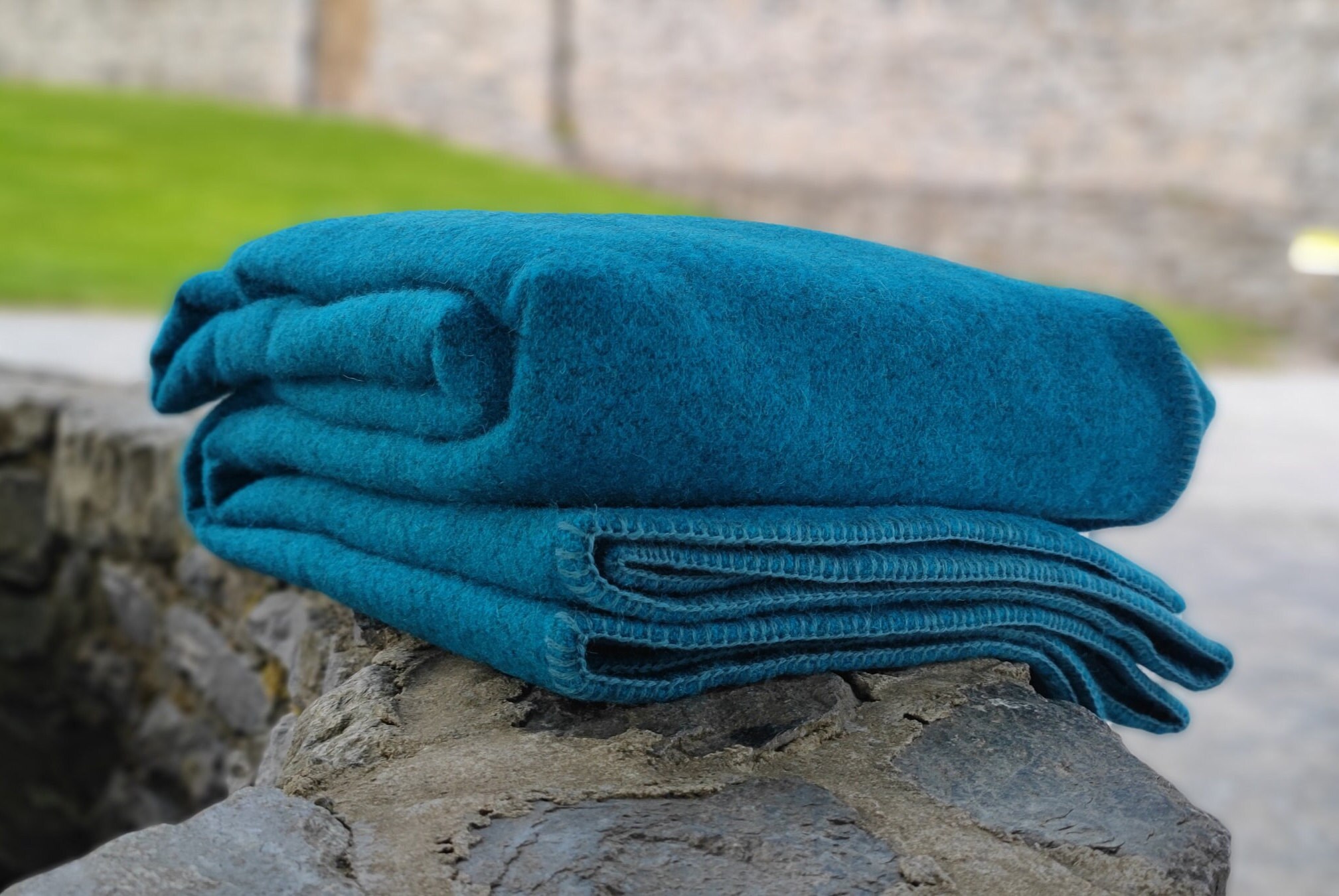 Queen Size Wool Blanket Atlantic Teal 90″ x 100″ (229 x 254 cm