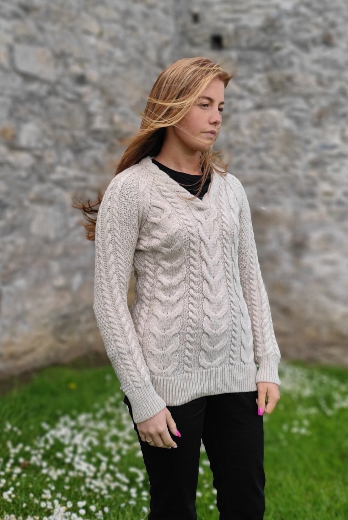 Wool Cashmere Aran Sweater