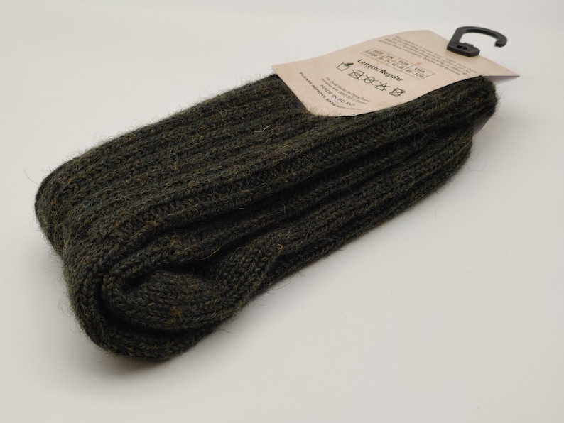 Irish thick organic wool socks Snug socks in 100% pure new organic wool from Irish sheep hiking socks dark green MADE IN IRELAND image 5