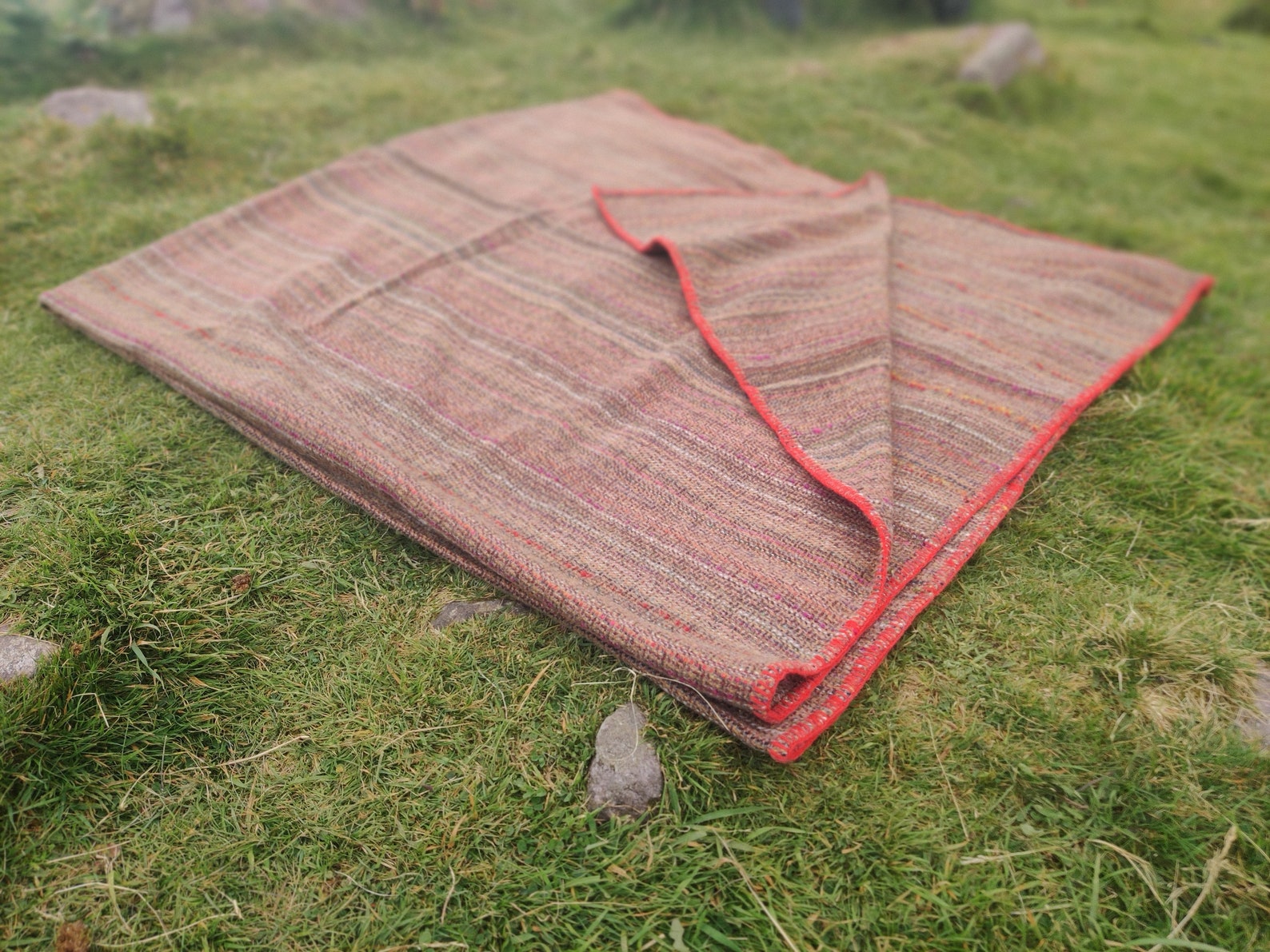 King / Queen Size Wool Blanket Multicolour Stripes 90 X Etsy