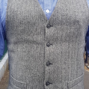 Irish Tweed Waistcoat Black & White Herringbone Peaky Blinders Style ...