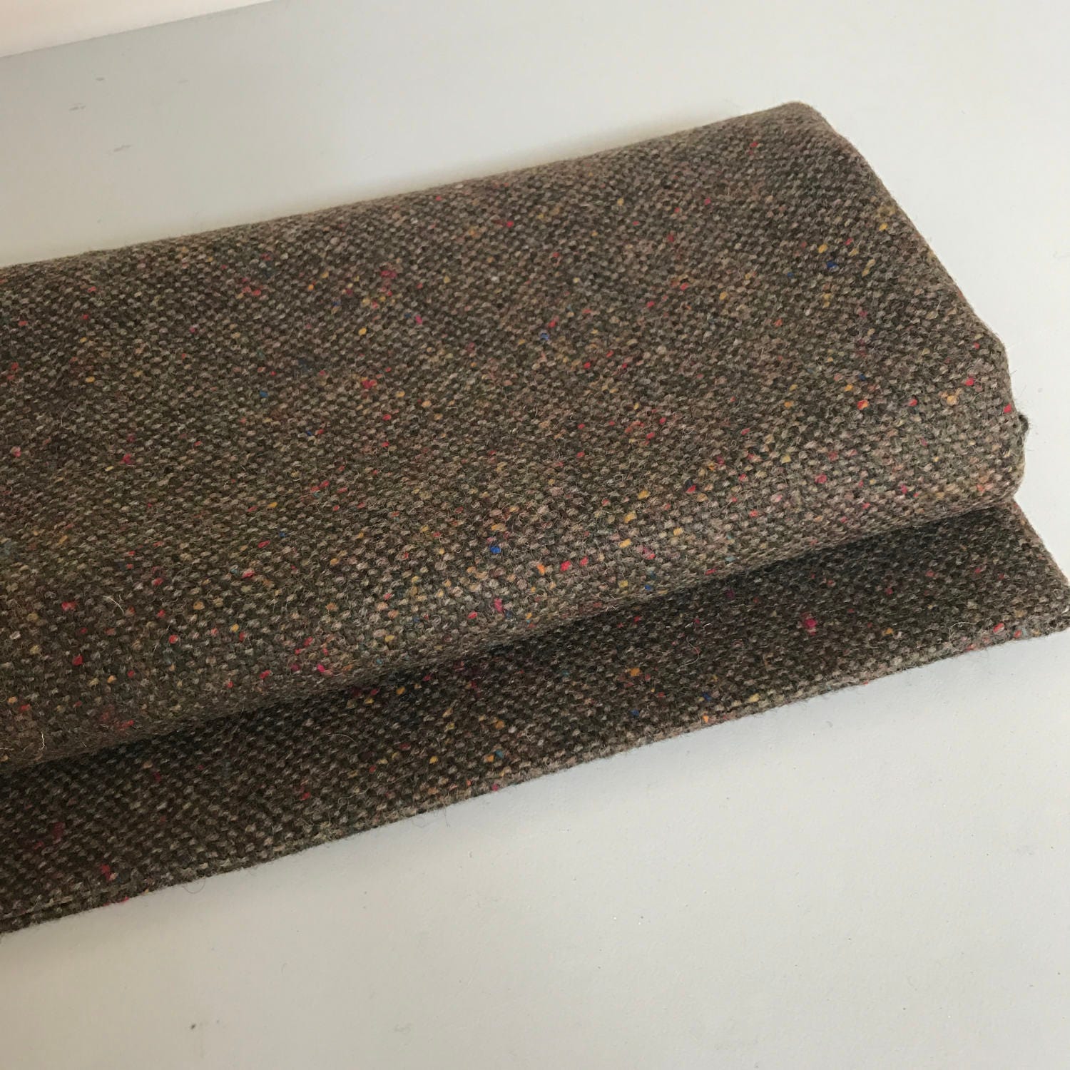 Irish tweed 100% wool fabric-FREE WORLDWIDE SHIPPING-forest green melange-15ozs, 450gms-price per metre-ready for shipping - Made in Ireland