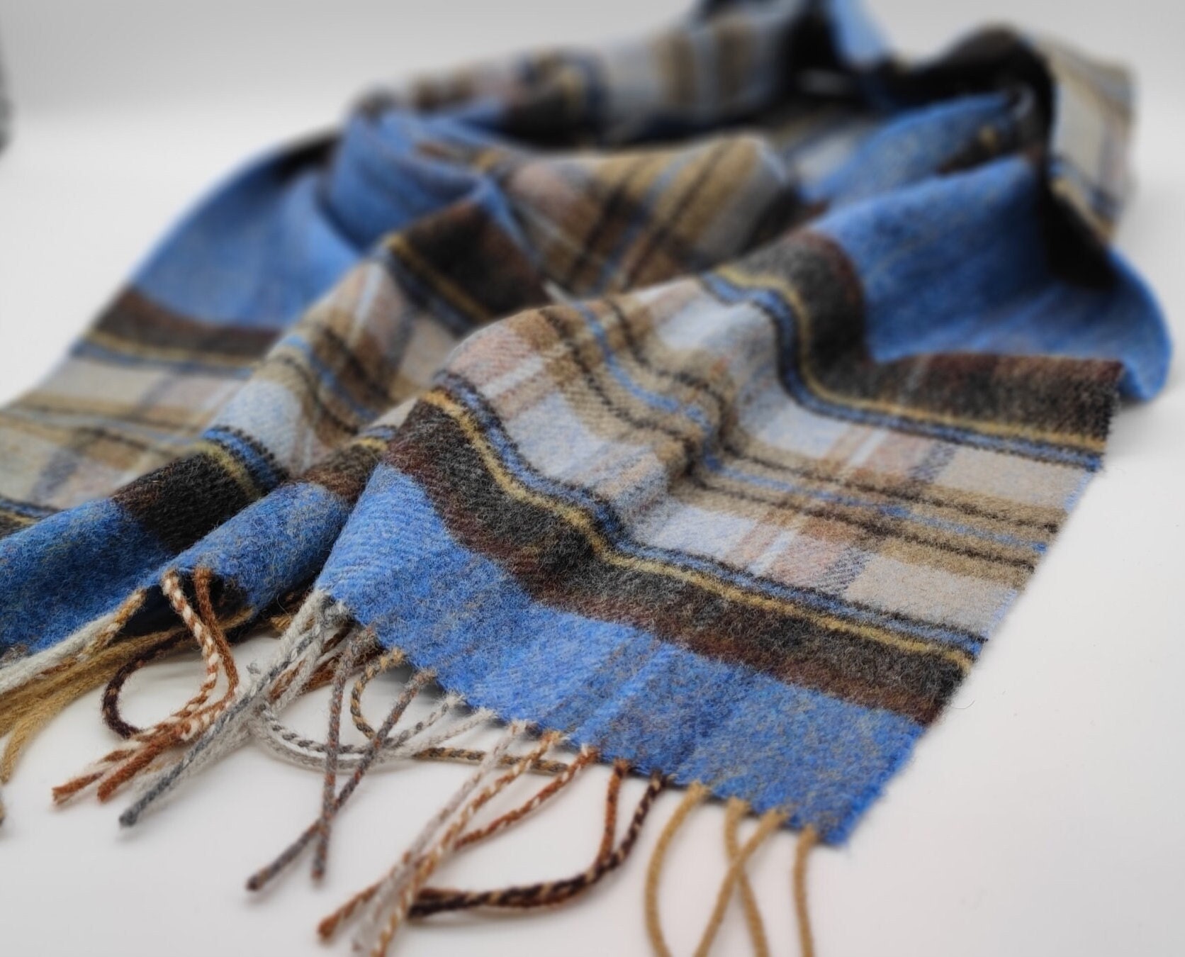 Irish Soft Lambswool Scarf blue/brown/beige Traditional - Etsy Singapore