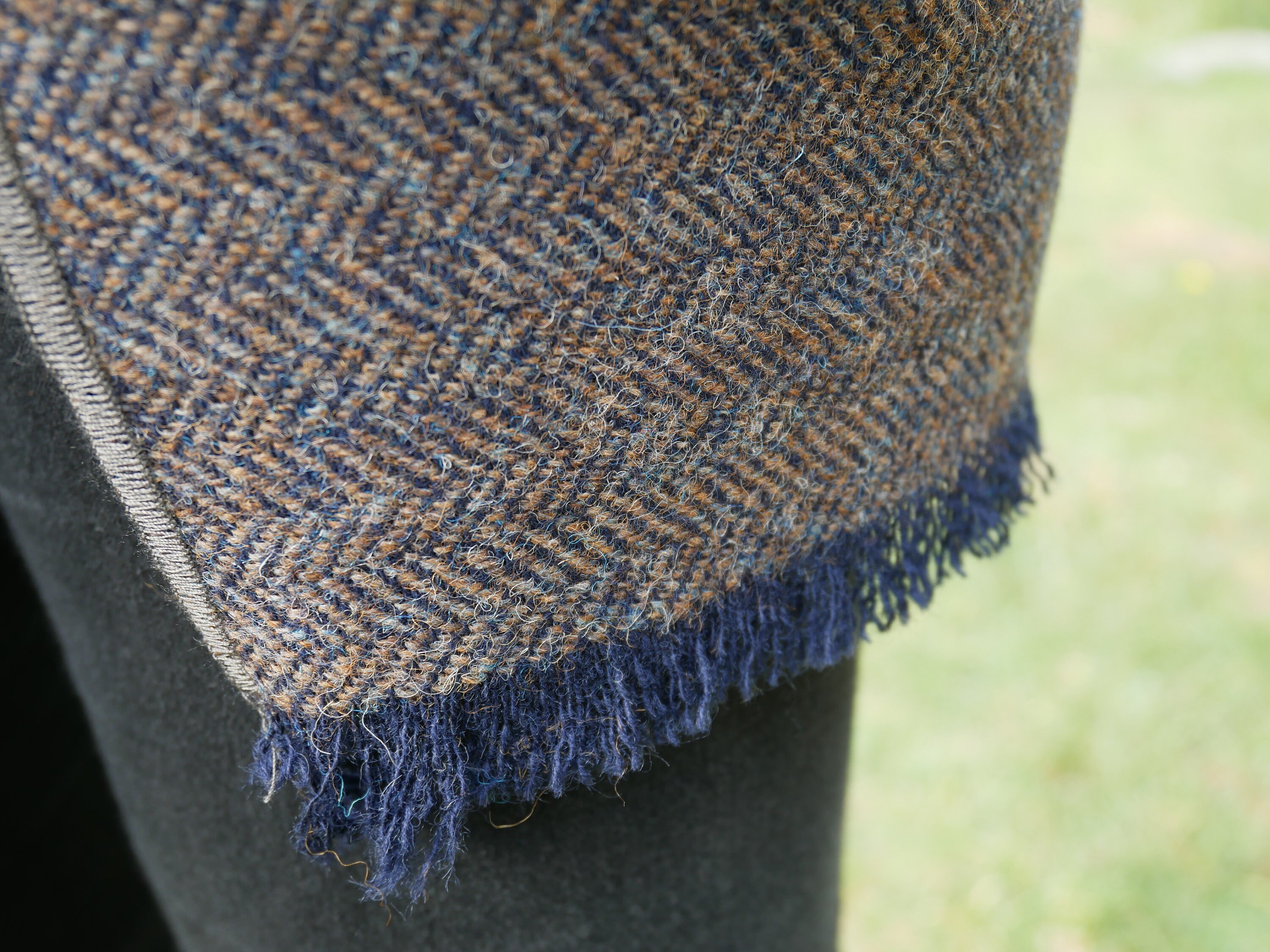 Irish tweed wool ruana, wrap , arisaid - brown/blue/beige herringbone ...