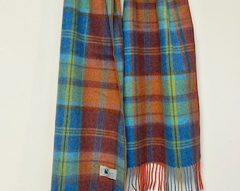 Handmade Unisex Irish Lambswool Scarf - Autumn Plaid | Soft Lambswool Wrap | Vibrant Earthy Tartan | Cozy Irish Gift for Him & Her