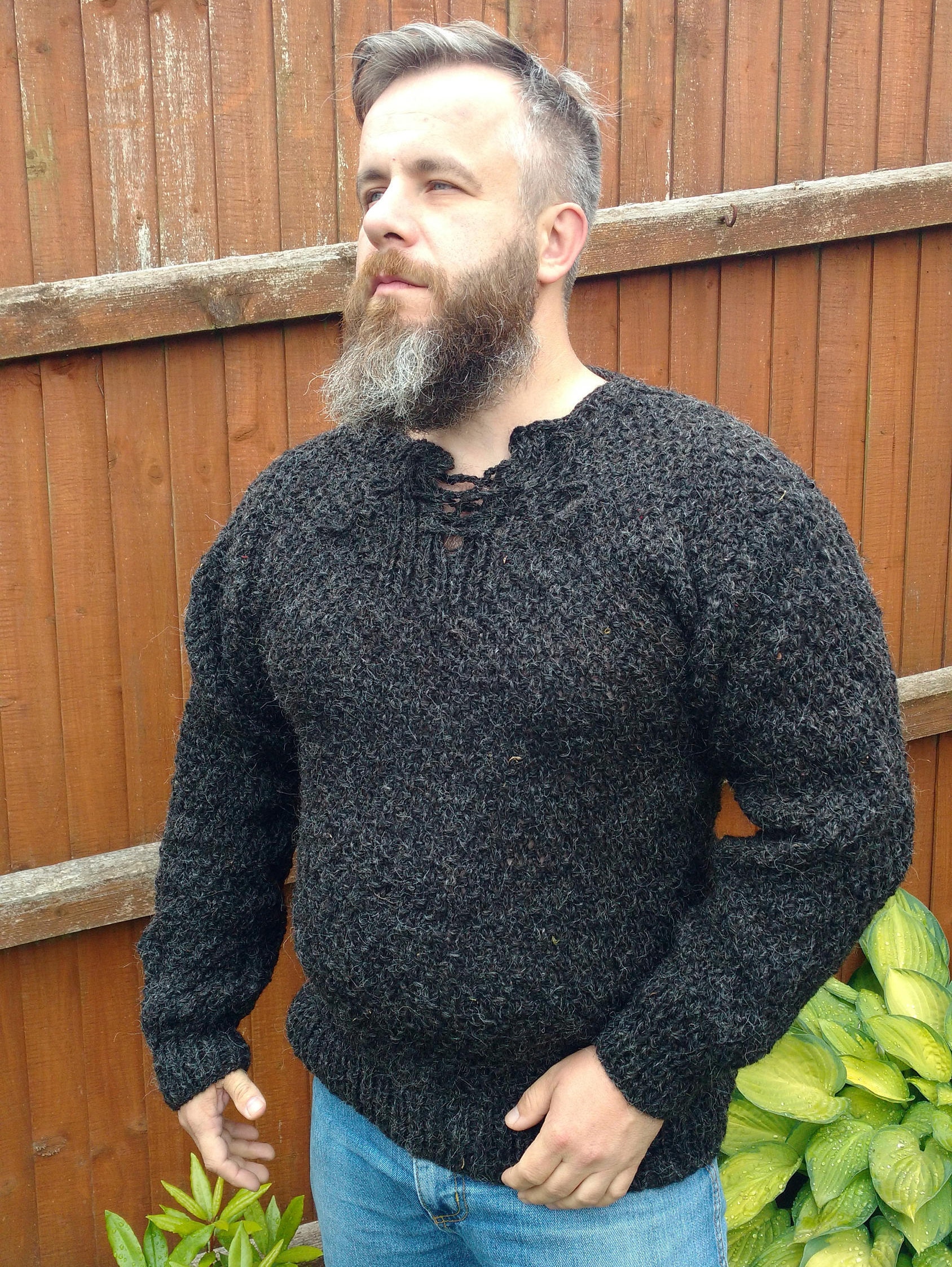 Authentic Irish Fisherman/medieval sweater-FREE SHIPPING - black ...