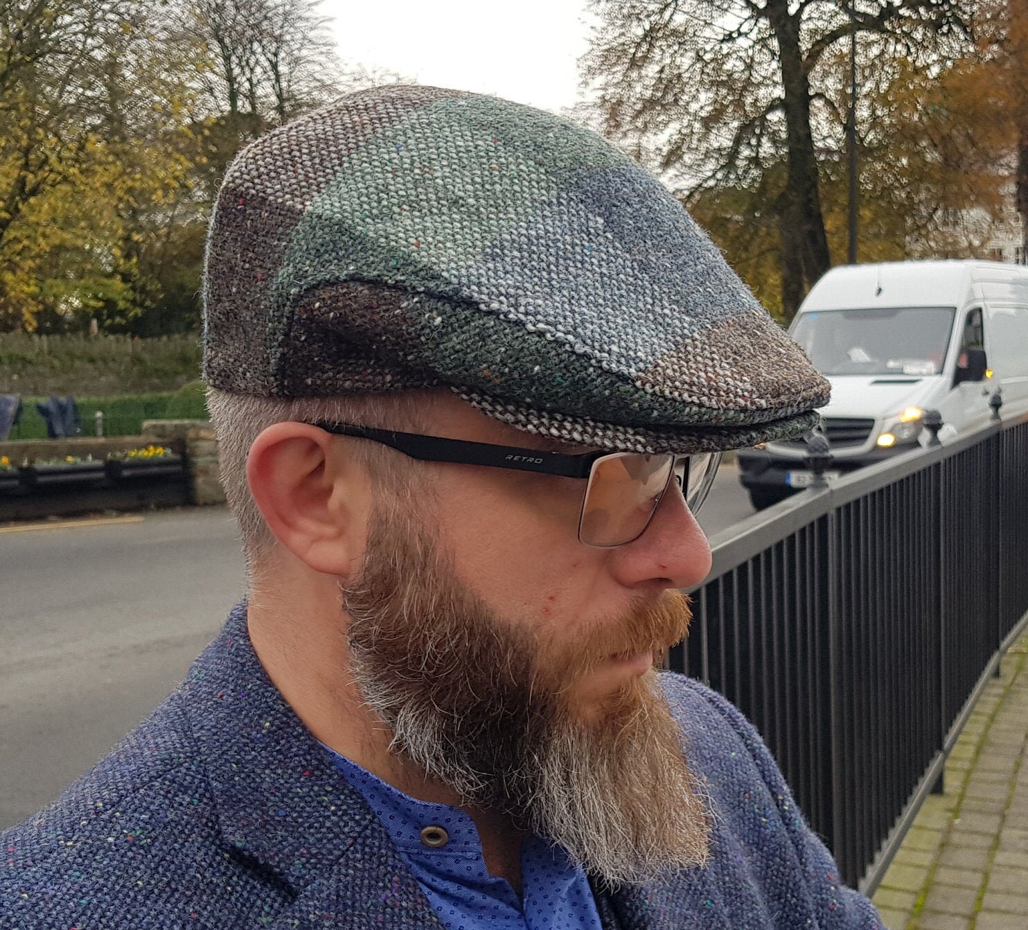 Traditional Irish tweed flat cap - brown/green check - 100% wool ...