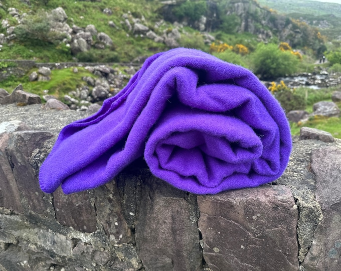 Luxurious Heavy Solid Purple Twin 100% Pure New Irish Wool Blanket – Mulesing-Free, Handcrafted in Ireland –70"x90" - DDP to the US & Canada