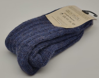Irish organic thick wool socks - Snug socks in 100% pure new organic wool from Irish sheep - hiking socks - denim - MADE IN IRELAND