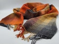Irish Soft Lambswool Scarf - 100% Pure New Wool- Orange/Grey/Yellow Shadow Block Check  -Unisex- 10" X 78" (25cmX200cm)- HANDMADE IN IRELAND product logo