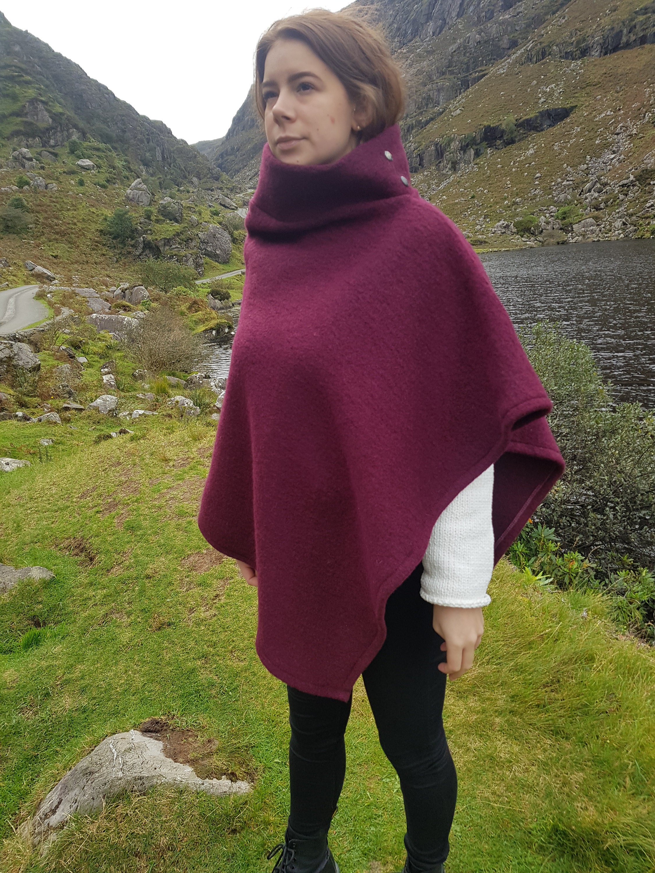 Irish felted wool turtleneck poncho - 100% pure new wool - very warm ...